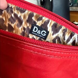 D&G Vibrant Red Leather Bag with Leopard Lining